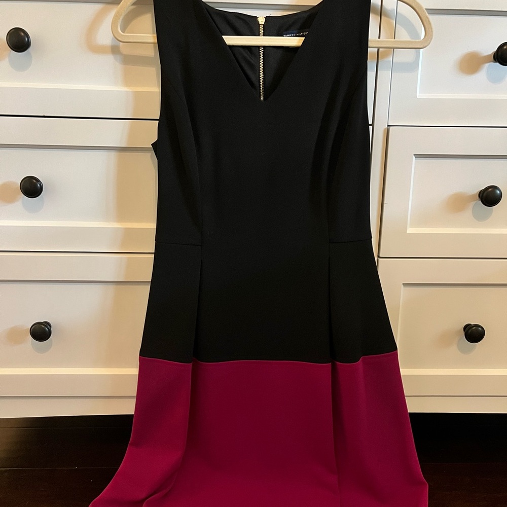 Tommy Hilfiger Black and Pink Midi Dress